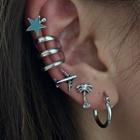 Stud Earring / Star Ear Cuff / Set Single - 01-dz040 - Silver - One Size