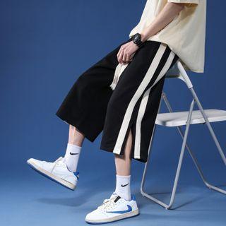 Contrast Striped Wide Leg Capri Pants