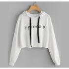 Cropped Lettering Hooded Top