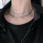 Layered Chain Stainless Steel Choker Silver - One Size