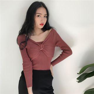 Hoop Detail Long Sleeve Knit Top
