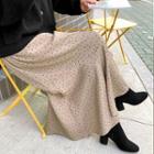 Plus Size Ruffle-hem Maxi Patterned Skirt