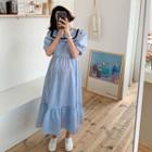 Sailor-collar Frilled-hem Long Dress