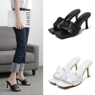Woven Stiletto Heel Slide Sandals