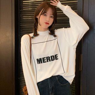 Print Round-neck Long-sleeve Top
