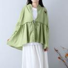 Grape Embroidered Tie Closure Linen Jacket