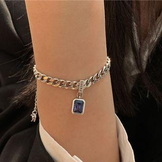 Rectangle Alloy Bracelet Silver - One Size