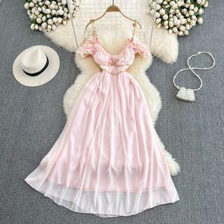 Cold Shoulder Bow Detail Maxi Dress