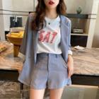 Set: Double-breasted Light Blazer + Shorts