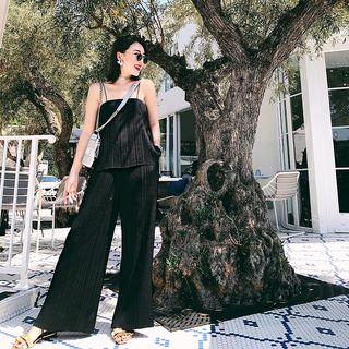 Pleated Strappy Top / Wide Leg Pants