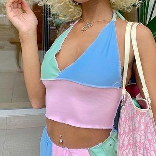 Halter-neck Paneled Camisole Top