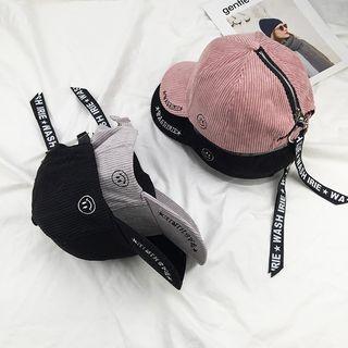 Smiley Face Embroidered Corduroy Baseball Cap