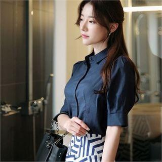 Fly-front Slim-fit Blouse