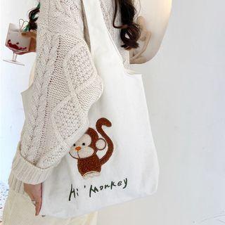 Monkey Embroidered Tote Bag / Crossbody Bag