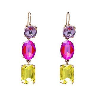 Rhinestone Drop Hook Statement Earring As Shown In Figure - One Size