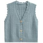 Single-breasted Pointelle Knit Sweater Vest