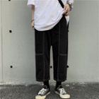 Contrast Stitched Straight Leg Jeans