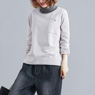 Turtleneck Long Sleeve Pocket Top
