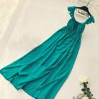 Sleeveless Frill-trim A-line Evening Gown