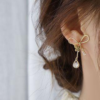 Bow Faux Crystal Alloy Earring 1 Pair - Gold - One Size