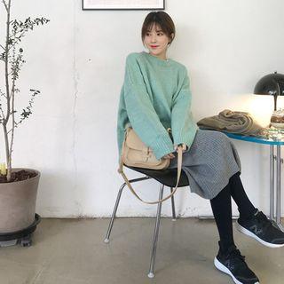 Long Knit Skirt Gray - One Size