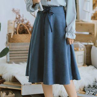 Lace-up Midi A-line Skirt