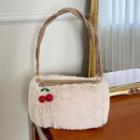Fluffy Twist-handle Handbag Cherry - Beige - One Size