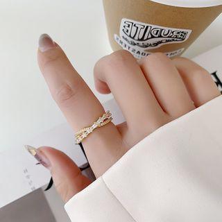 Layered Rhinestone Open Ring Gold - One Size
