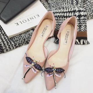 Embellished Dragonfly Pointed Flats