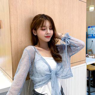 Cropped Open Front Lace Jacket