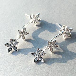 925 Sterling Silver Flower Drop Earrings