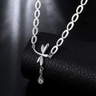 Fashion Simple Dragonfly Water Drop Necklace With Cubic Zircon Silver - One Size