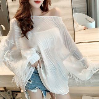 Feathery Chiffon Blouse White - One Size
