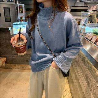 Plain Mock-neck Oversize Sweater
