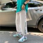 High-waist Color-block Printed Straight-cut Pants