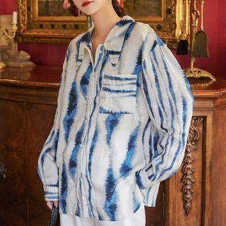 Print Shirt White & Blue - One Size