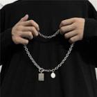 Disc & Rectangle Pendant Chain Necklace As Shown In Figure - One Size