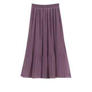 Accordion Pleated Chiffon Midi A-line Skirt Purple - One Size