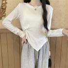 Irregular Hem Plain T-shirt