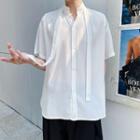 Dip-back Short-sleeve Shirt With Strap