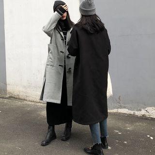 Plain Loose-fit Long Toggle Coat