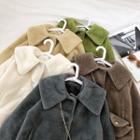 Mock Chenille Single-breasted Long-sleeve Coat With Bag
