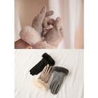 Faux-fur Trim Knit Gloves