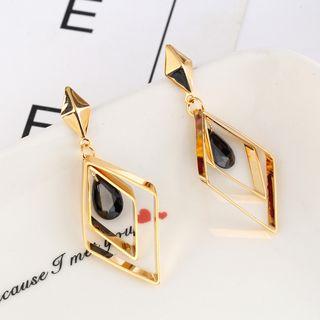Stone Droplet Rhombus Dangle Earring