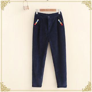 Embroidered Corduroy Pants