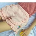 Rainbow Embroidered Frill Trim Shorts