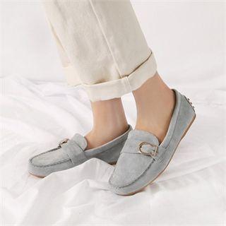 Belted Faux-suede Loafers