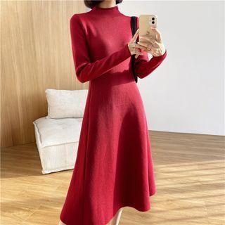 Long Sleeve Mock Neck Knit Dress