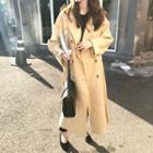 Double Breasted Woolen Coat Light Yellow - One Size