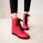 Quilted Faux Leather High-top Short Boots